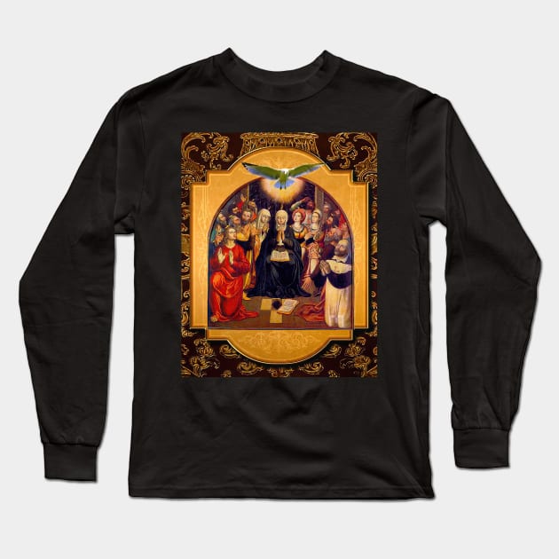 Catholic Pentecost Holy Spirit Apostles Saint Virgin Mary Long Sleeve T-Shirt by hispanicworld